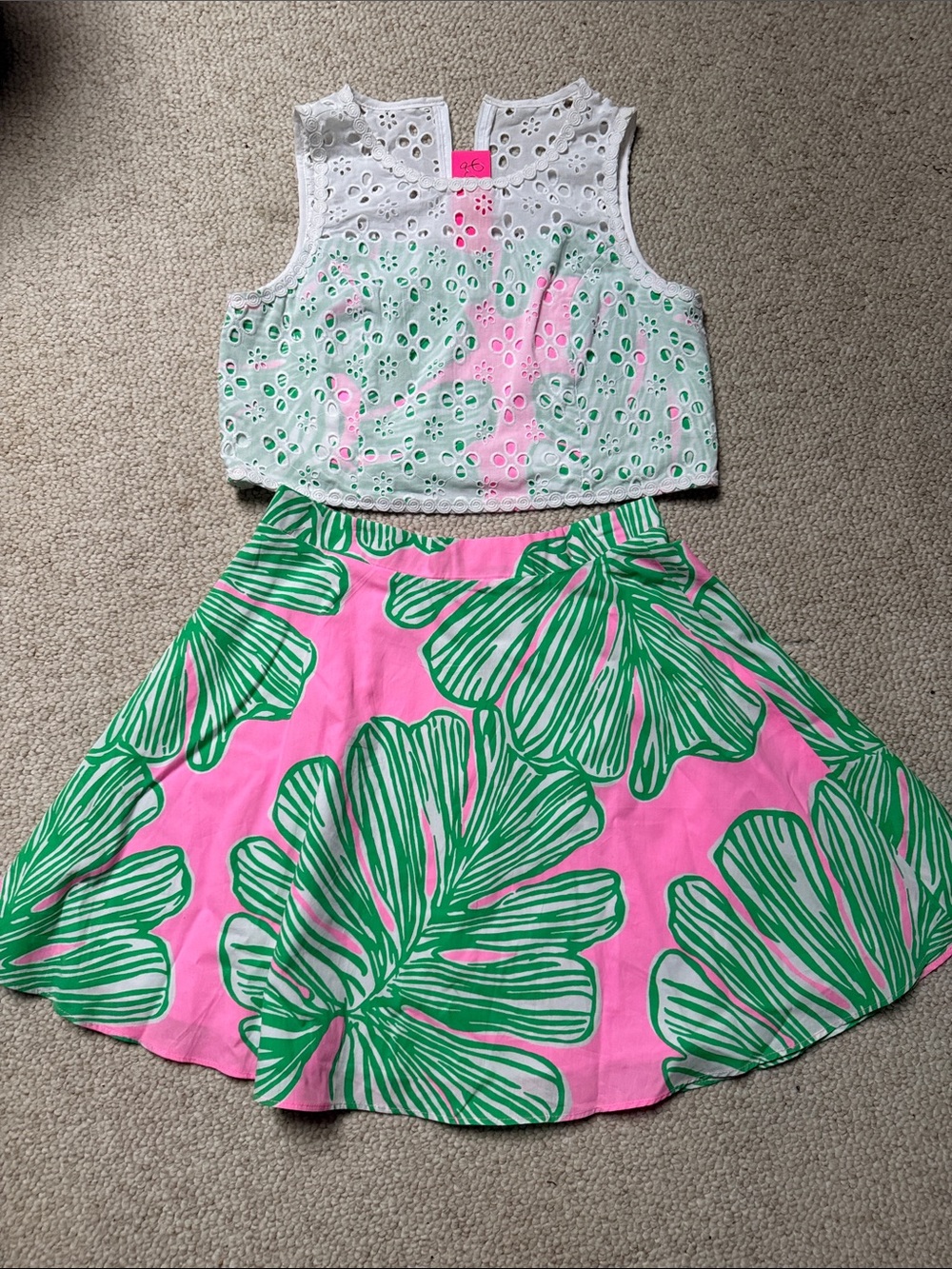 NWT Lilly Pulitzer Pink & Green Tropical Print Skirt